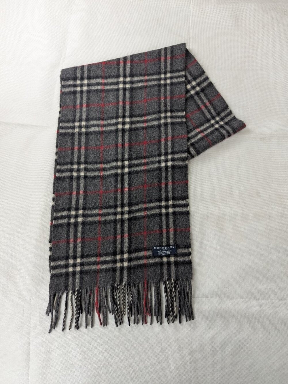 Authentic Burberry 100% Cashmere Nova Check Gray Scarf Unisex